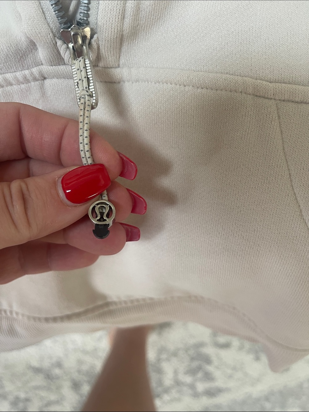 Lululemon scuba Light Beige Zip-Up Hoodie with Logo Charm